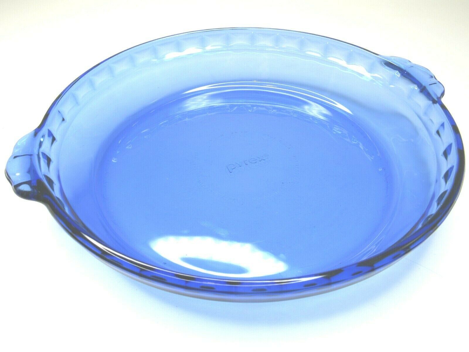 Vintage Pyrex Blue Cobalt Glass Baking Pan 229 Rib Crust Pie Plate Dish 9.5 Inch - $37.59