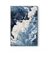 interoknack Modern Minimalist Deep Blue Abstract Ocean Wave Textured Han... - $1,264.42 CAD