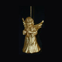 Kurt S. Adler Gold Glittered Angel Playing Trumpet Christmas Ornament - £7.08 GBP