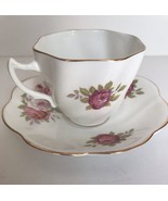 Vintage Tea Cup &amp; Saucer Bone China Roses Scallop Gold Gilt England Numb... - $376.33 MXN