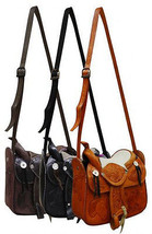 Western Saddle Purse Leather Handbag For the horse lover Light or Brown or Black - £39.00 GBP