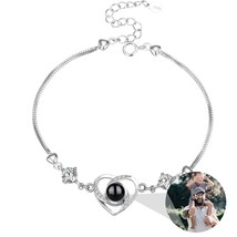 Love Heart Pendant Projection Chain Bracelets Customized Photo Name Bracelet Ann - £40.41 GBP