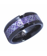 Black Tungsten Purple Celtic Dragon Ring 8mm Viking Norse Wedding Band S... - £32.04 GBP