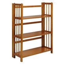 3-Shelf Folding Storage Shelves Bookcase in Honey Oak Finish - £182.74 GBP