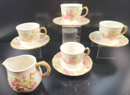 9 Pc Metlox Poppytrail Vintage Pink Cups Saucers Creamer Set California USA Lot - £44.09 GBP