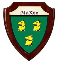 McKee Irish Coat of Arms Shield Plaque - Rosewood Finish - $43.56