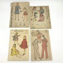 Vintage 1940s Lot 4 Girls Sewing Patterns UNUSED Advance McCall Simplicity PT - $18.95
