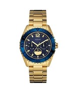 U0565L4 Guess Women Blue Dial Gold Band Watch - £114.57 GBP