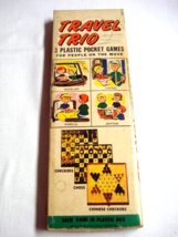 Travel Trio Complete 3 Plastic Pocket Games Checkers, Chess, Chinese Che... - $9.99