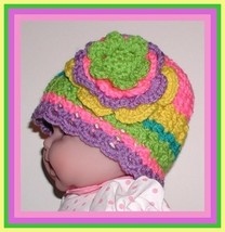 Toddler Girls Hat Bright Colors Toddlers Neon Pink Babies Light Purple Large - £14.38 GBP