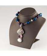 Gemstone Beaded Necklace with Mother of Pearl, Amethyst, and Fossil Clam... - £428.37 GBP