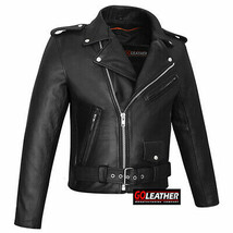 MEN&#39;S CLASSIC MOTORCYCLE STYLE JACKET COWHIDE LEATHER MCJ GO730 - $127.96