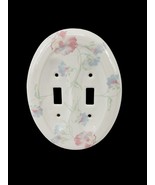 Oval White Porcelain Light Switch Cove Light Floral Pink Blue - $241.39 MXN