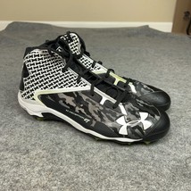 Under Armour Mens Baseball Cleats 14 Black White Shoe Deception Metal So... - $24.98