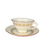 VTG Footed Cup &amp; Saucer Set Somerset by Franciscan Ivory Gold Trim and P... - £7.58 GBP