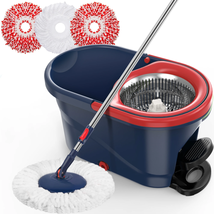 Spin Mop and Bucket System with Wringer Set for Floors Cleaning - £37.47 GBP