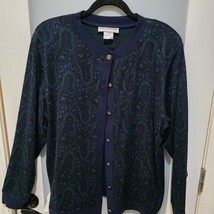 Cathy Daniels Button-Up Paisley Cardigan – Blue/Green – Size L - $26.18
