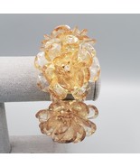Chunky Floral Stretch Bracelet Peach Acrylic Petals Rhinestone Center 3D - $464.71 MXN