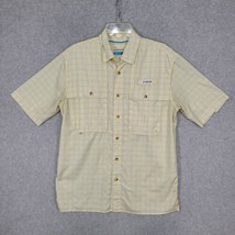 Magellan Fish Gear Men&#39;s Fishing Shirt Yellow Plaid Short Sleeve Mag Wick Small - £7.65 GBP