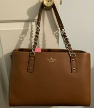 R Kate Spade Andee Brown Leather Chain Shoulder Tote WKRU7113 Gingerbread FS - £124.75 GBP