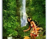 Pretty Lady With Some Fruit in Basket Wailua Falls HI UNP Chrome Postcar... - $6.88