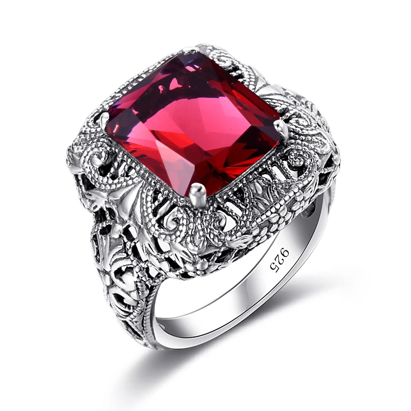 Unique Handmade 925 Sterling Silver Ring Ruby Stones For Men Vintage Luxury Wome - £40.95 GBP
