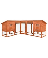 vidaXL Rabbit Hutch Brown Solid fir wood, plywood, galvanized steel - $14,307.52 MXN