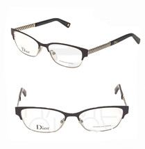 Christian Dior CD3769 Black Brown Silver Chain Metal Square 52mm Rx Eyeglasses - £138.91 GBP
