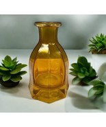 Vtg Perfume Bottle Glass Gold Rim Yellow Amber *Missing Stopper 5&quot; Heavy - $23.27