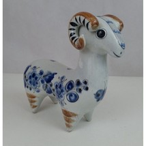 Mexico Folk Art Pottery Ram Hand Signed 7.5 x 8in - £58.13 GBP