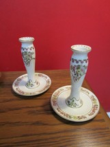 Hungarian &quot;Zsolnay Porcelán&quot; Art Deco Pair Of Candle Holders [Bx] - £99.52 GBP