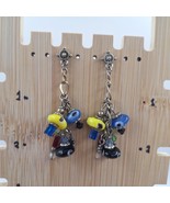 Vintage Multicolor Glass Silver Tone Dangling Stud Earrings - €23,32 EUR