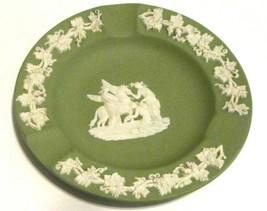 Wedgewood Green Jasperware Muses &amp; Pegasus 4”  Wht Trim Ash Tray England 1969 - £11.65 GBP