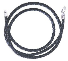 Genuine Braided Twist Rope Black Leather Cord Chain Necklace 16&quot; 18&quot; 20&quot; 24&quot; 30&quot; - £8.34 GBP+