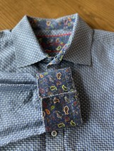 Robert Graham Men&#39;s Long-Sleeve Classic Button-Down Shirt Blue Geometric XL - $35.24