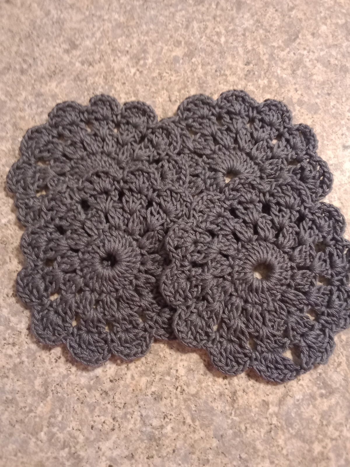 Handmade Charcoal Gray Flower Shape Coasters Set of 4 - $20.00