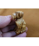 Y-DOG-AI-553) tan Jasper WIRE FOX AIREDALE Terrier dog gemstone carving ... - $19.22 CAD
