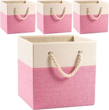 Prandom Large Foldable Cube Storage Bins 13X13 Inch [4-Pack] Fabric Linen - $44.99