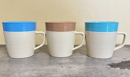 Thermo-Temp Raffiaware Lot of 3 Vintage Mugs Multi-Color Ribbed - £14.10 GBP