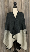 Mix-It Poncho Sweater &quot;One-Size&quot; Black/Ivory Knit, Winter,  Warm, Revers... - £16.82 GBP