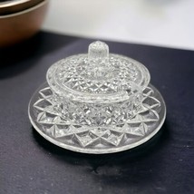 Crystal Condiment Bowl Dish Jam Sugar Tray Lid Spoon Hole Sparkle Two Piece - $17.60