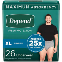 Depend Fresh Protection Underwear for Men Heavy Absorbency XL 26 Count - $23.38