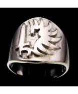 Sterling silver ring French Foreign Legion Army symbol coat of arms Fran... - £58.73 GBP