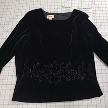 Talbots Black Long Sleeve Women&#39;s Formal Dress 10 Velvet Pre-owned Zip Back - $16.50