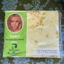 NOS Vintage Dantrel By Dan River Double Fitted Sheet Poly Cotton No Iron - £27.52 GBP