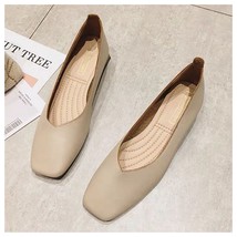 New Spring Flats Shoes Women Wooden Low Heel Ballet Square Toe Shallow Brand Sho - £33.94 GBP