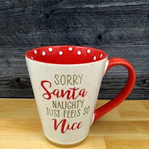 Holiday Santa Saying Coffee Mug 17oz 455ml Embossed Christmas Cup Blue Sky - $10.49