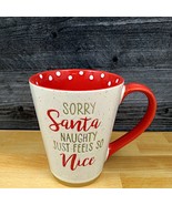 Holiday Santa Saying Coffee Mug 17oz 455ml Embossed Christmas Cup Blue Sky - £8.24 GBP
