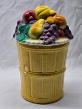 Vintage MORTON POTTERY Fruit Basket Cookie Jar Canister With Lid 11&quot; - U... - $22.75