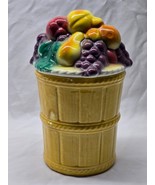 Vintage MORTON POTTERY Fruit Basket Cookie Jar Canister With Lid 11&quot; - U... - $31.36 CAD